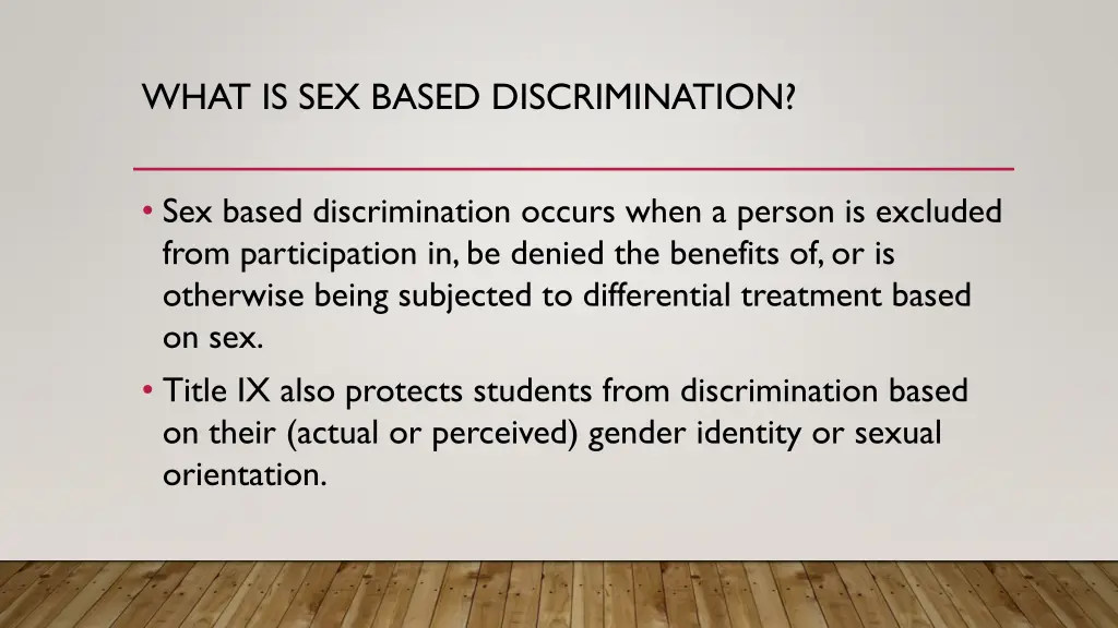 what is sex based discrimination