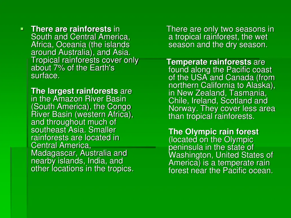 there are rainforests in south and central