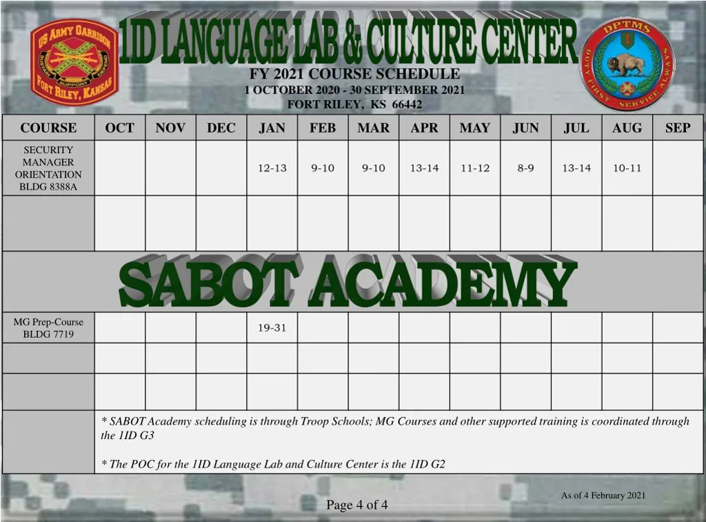fy 2021 course schedule 1 october 2020 2
