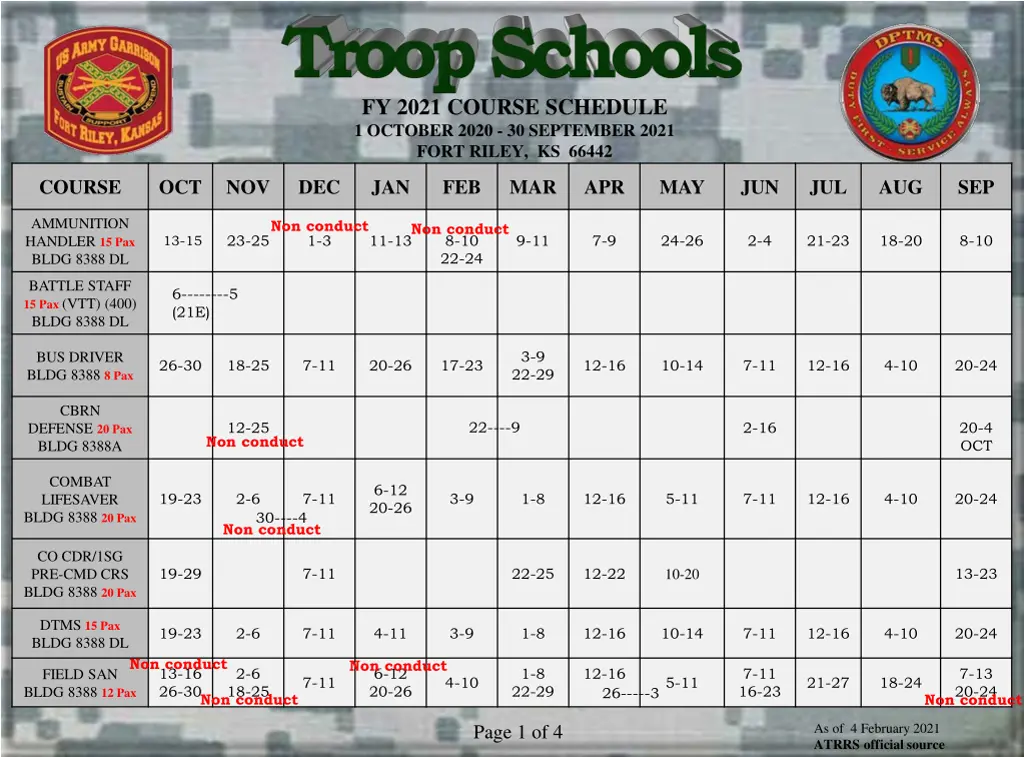 fy 2021 course schedule 1 october 2020