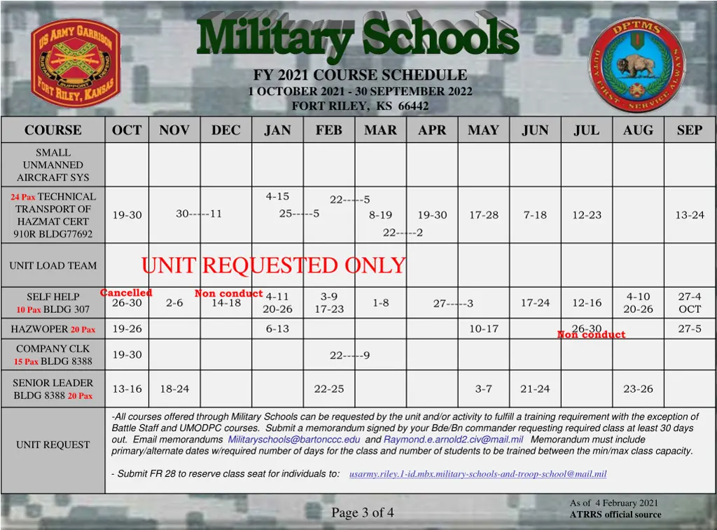fy 2021 course schedule 1 october 2021