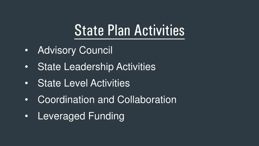 state plan activities advisory council state