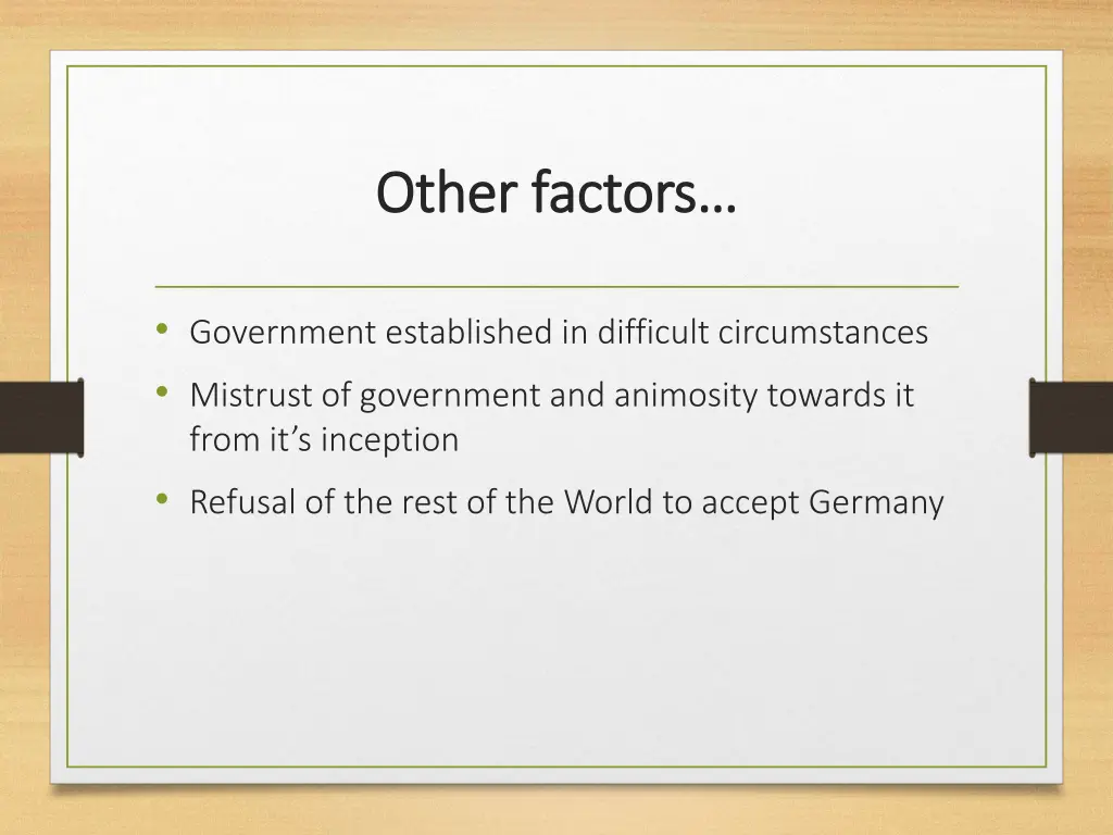 other factors other factors