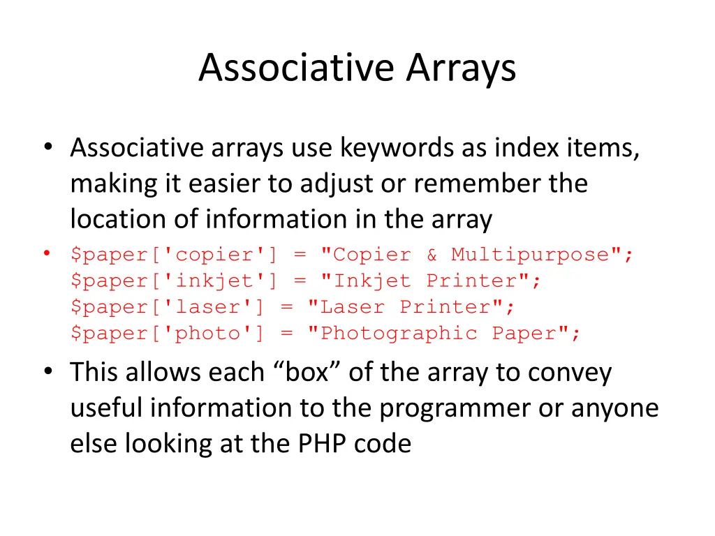 associative arrays
