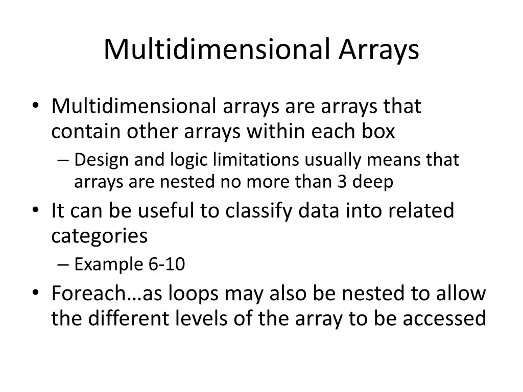 multidimensional arrays