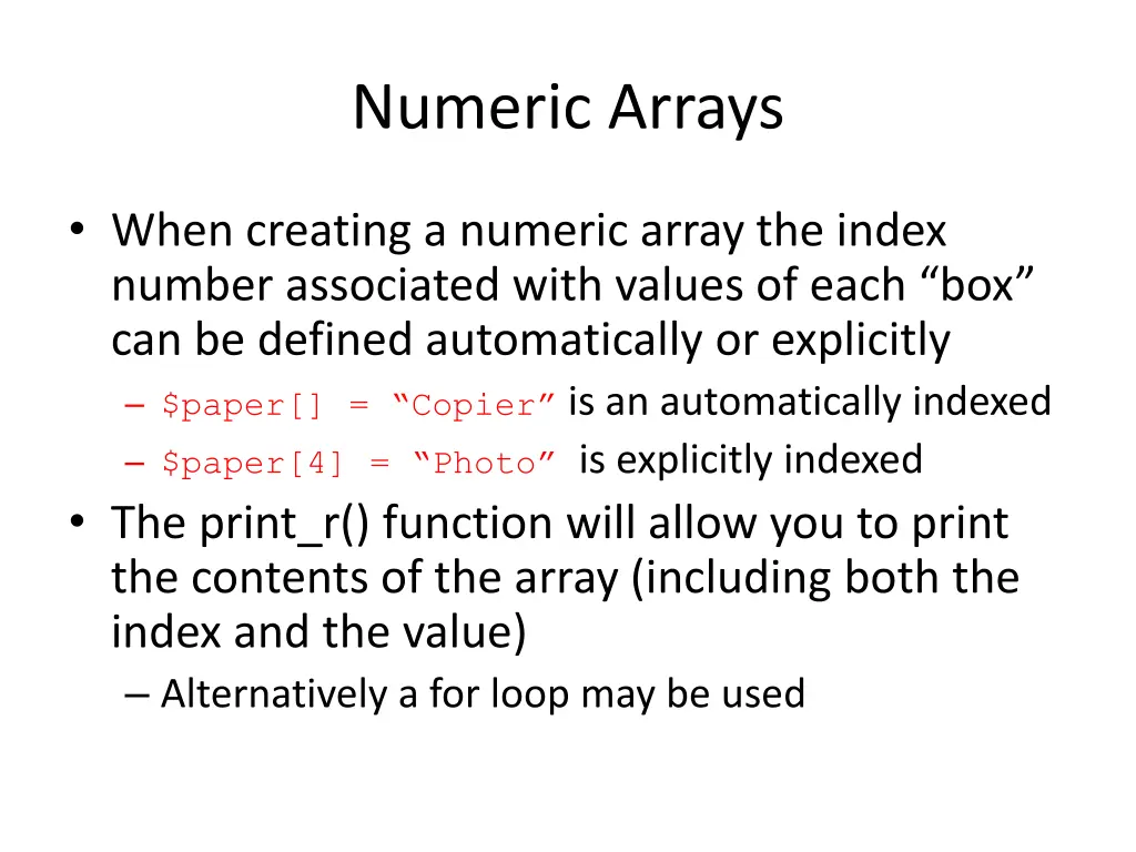 numeric arrays
