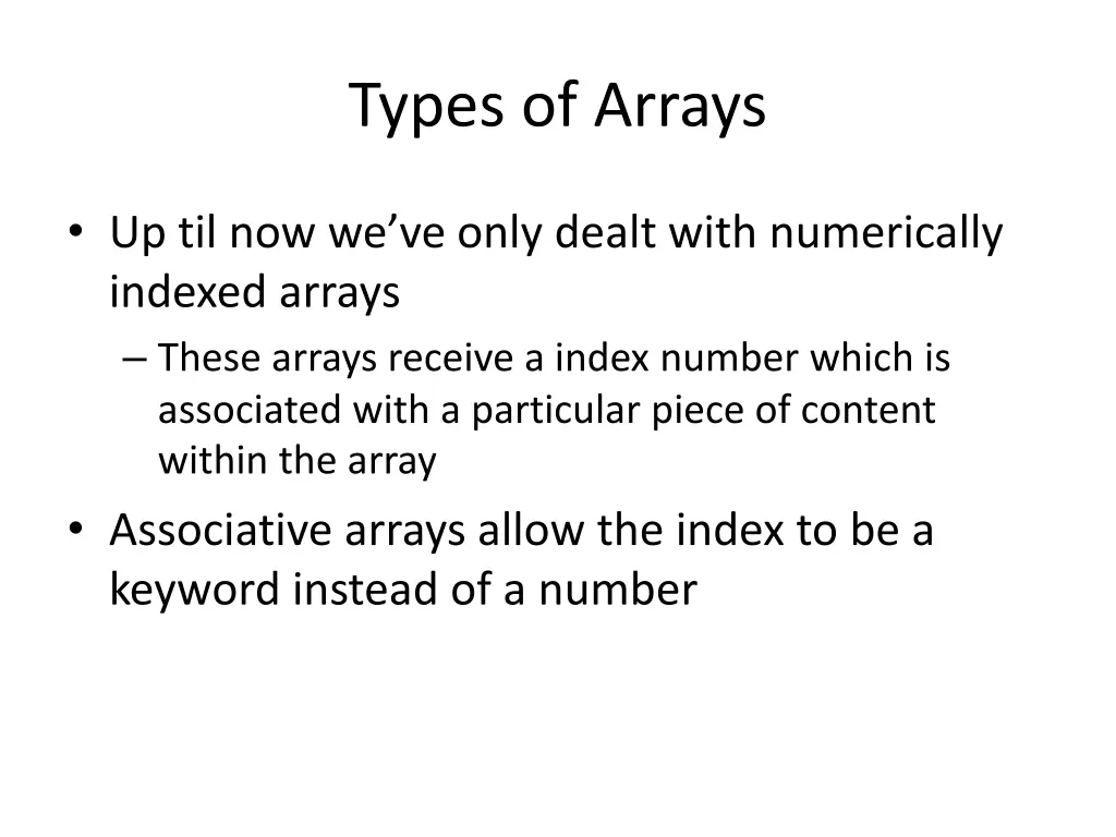 types of arrays