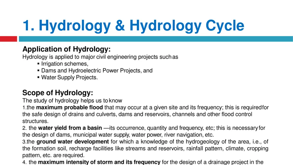 1 hydrology hydrology cycle 1