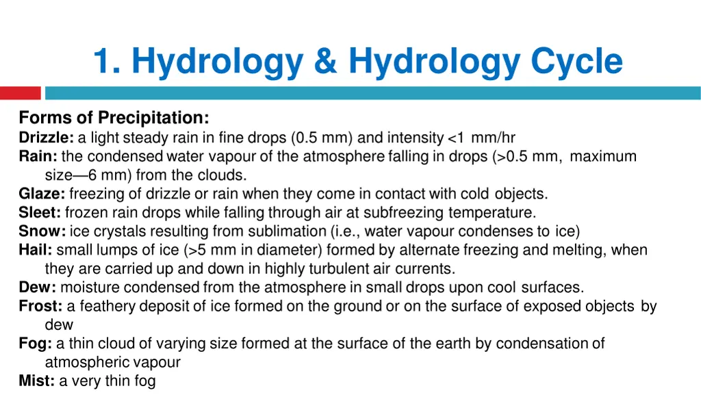 1 hydrology hydrology cycle 4