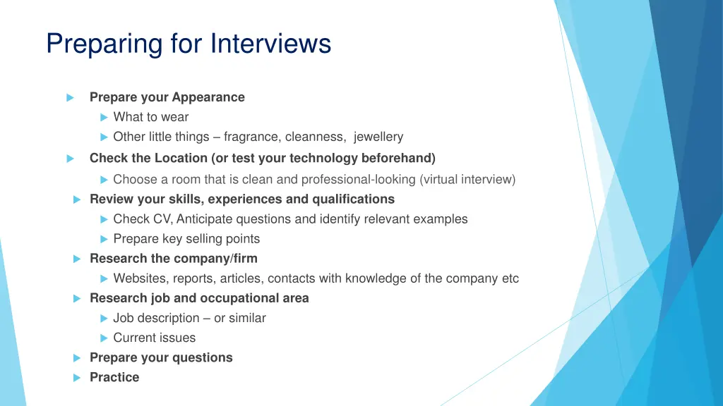 preparing for interviews