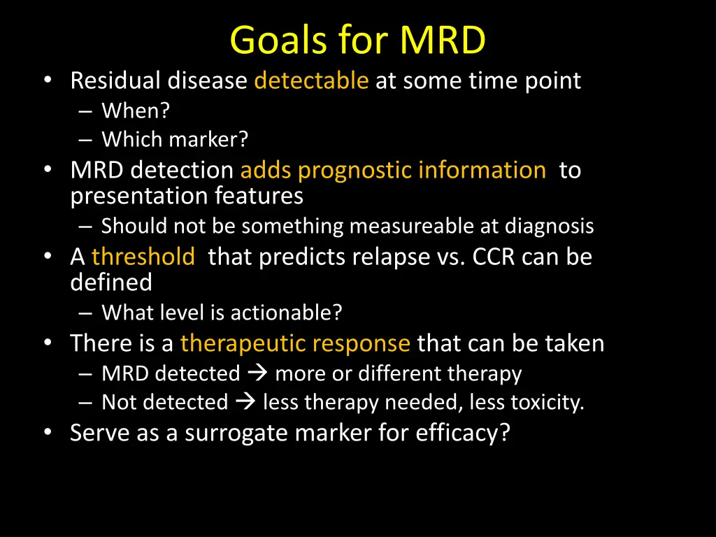 goals for mrd