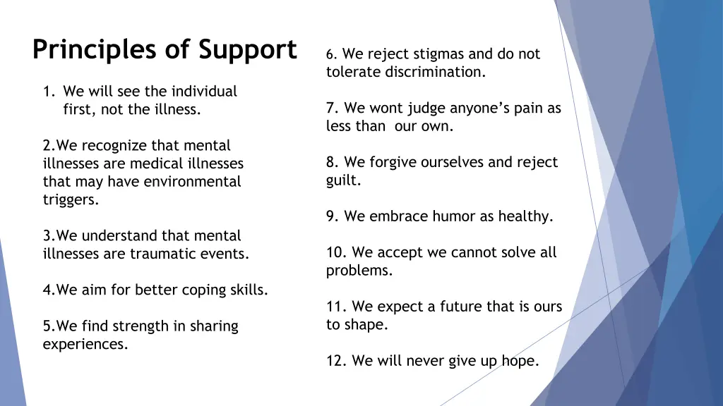 principles of support
