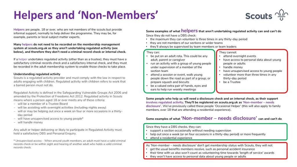 helpers and non members