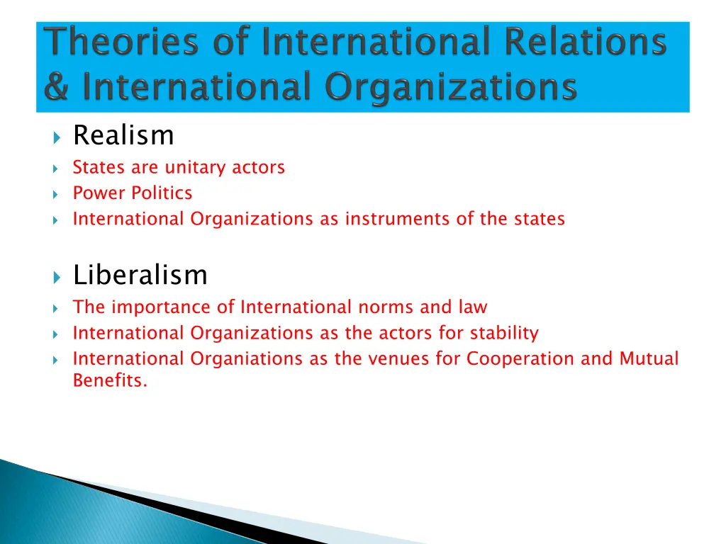 realism states are unitary actors power politics