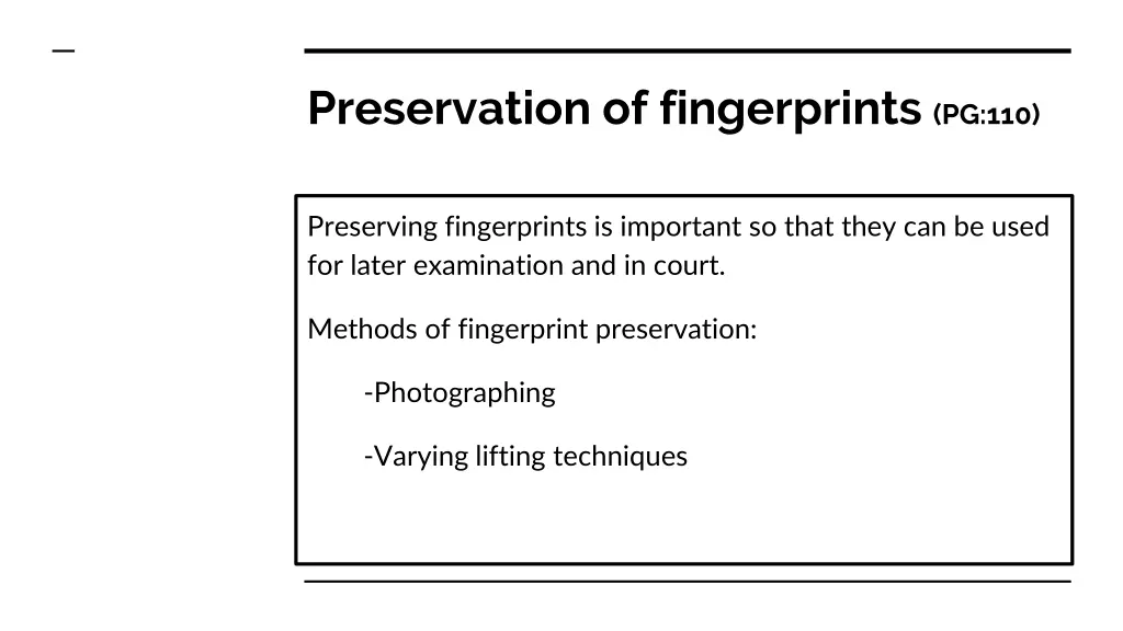 preservation of fingerprints pg 110