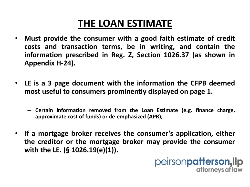 the loan estimate