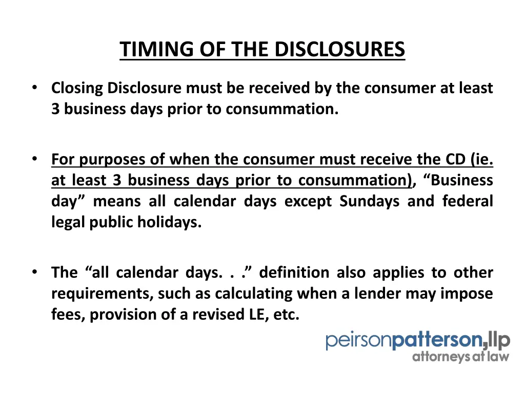timing of the disclosures 1