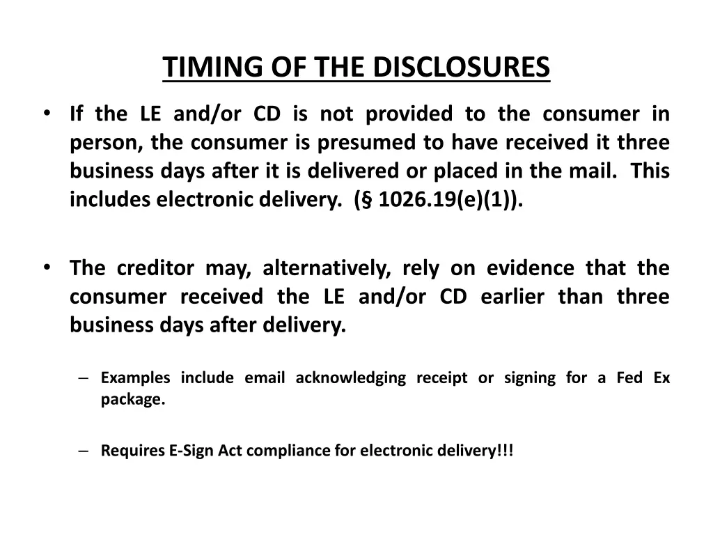 timing of the disclosures 2