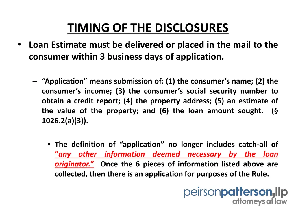timing of the disclosures loan estimate must