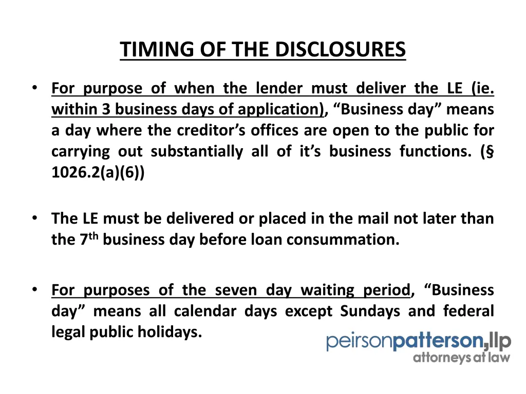 timing of the disclosures