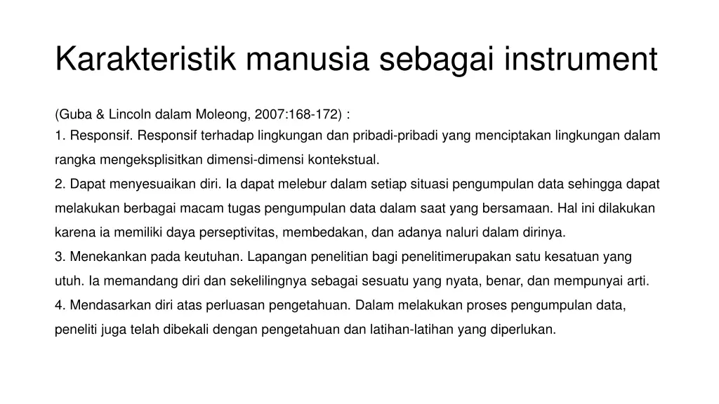 karakteristik manusia sebagai instrument