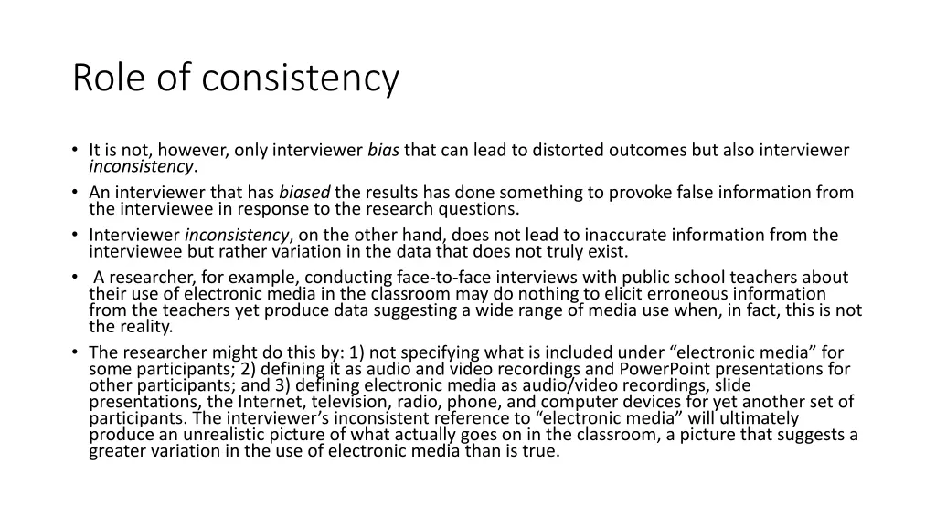 role of consistency