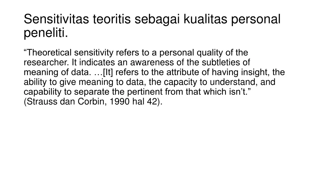 sensitivitas teoritis sebagai kualitas personal