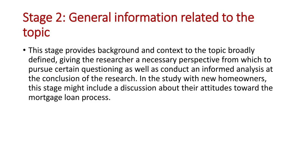 stage 2 general information related to the stage