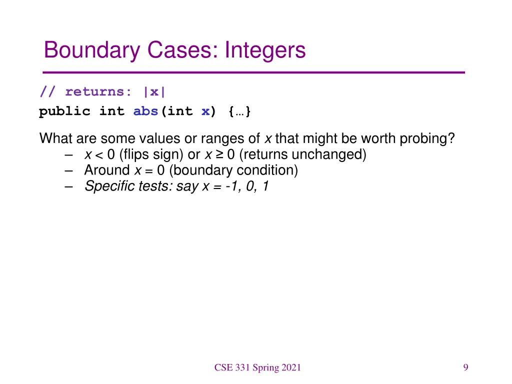 boundary cases integers