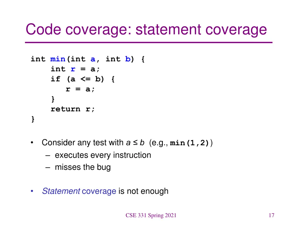code coverage statement coverage