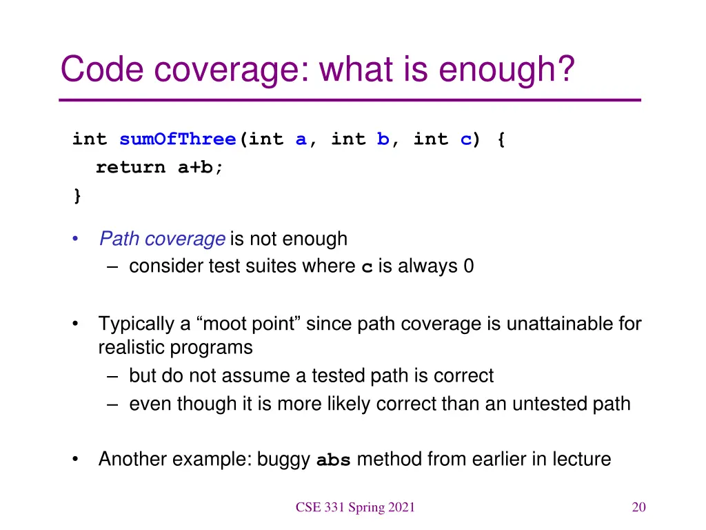 code coverage what is enough