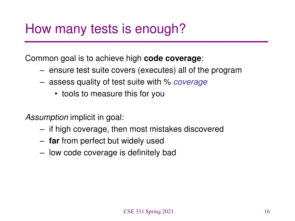 how many tests is enough 1