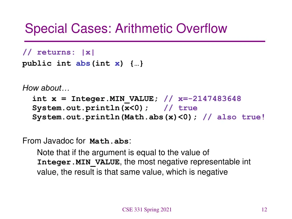 special cases arithmetic overflow