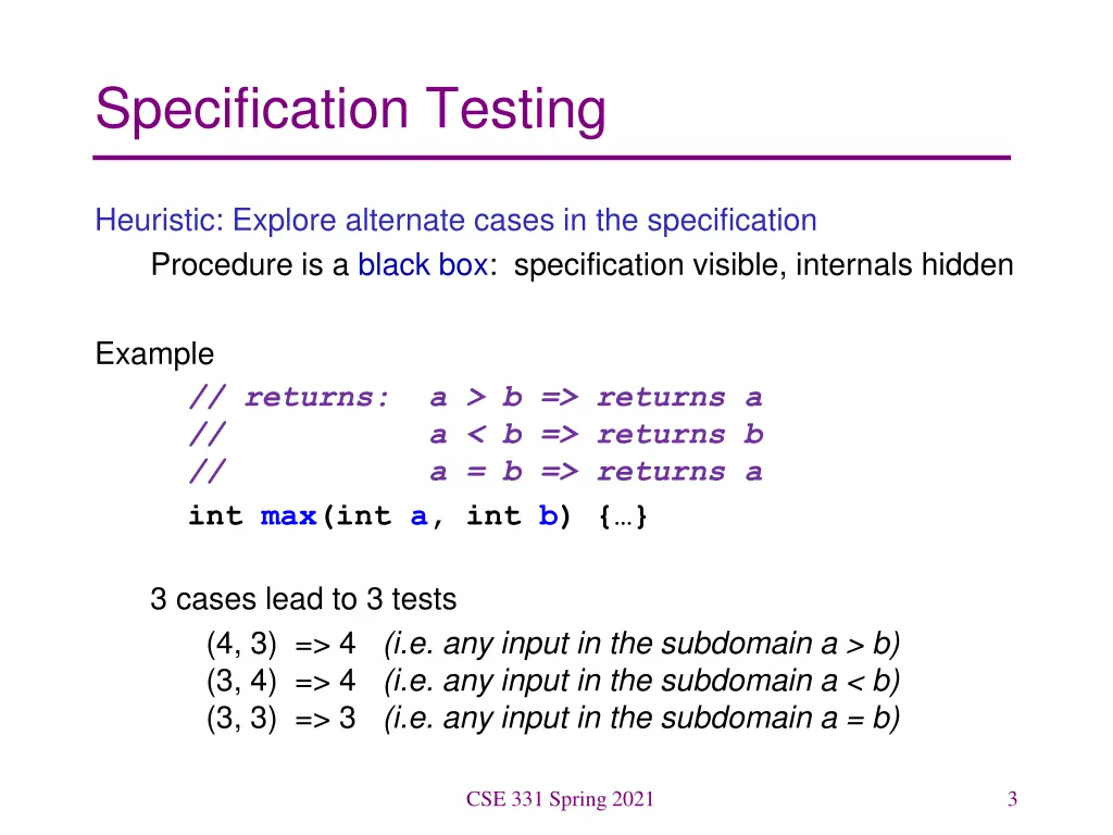specification testing
