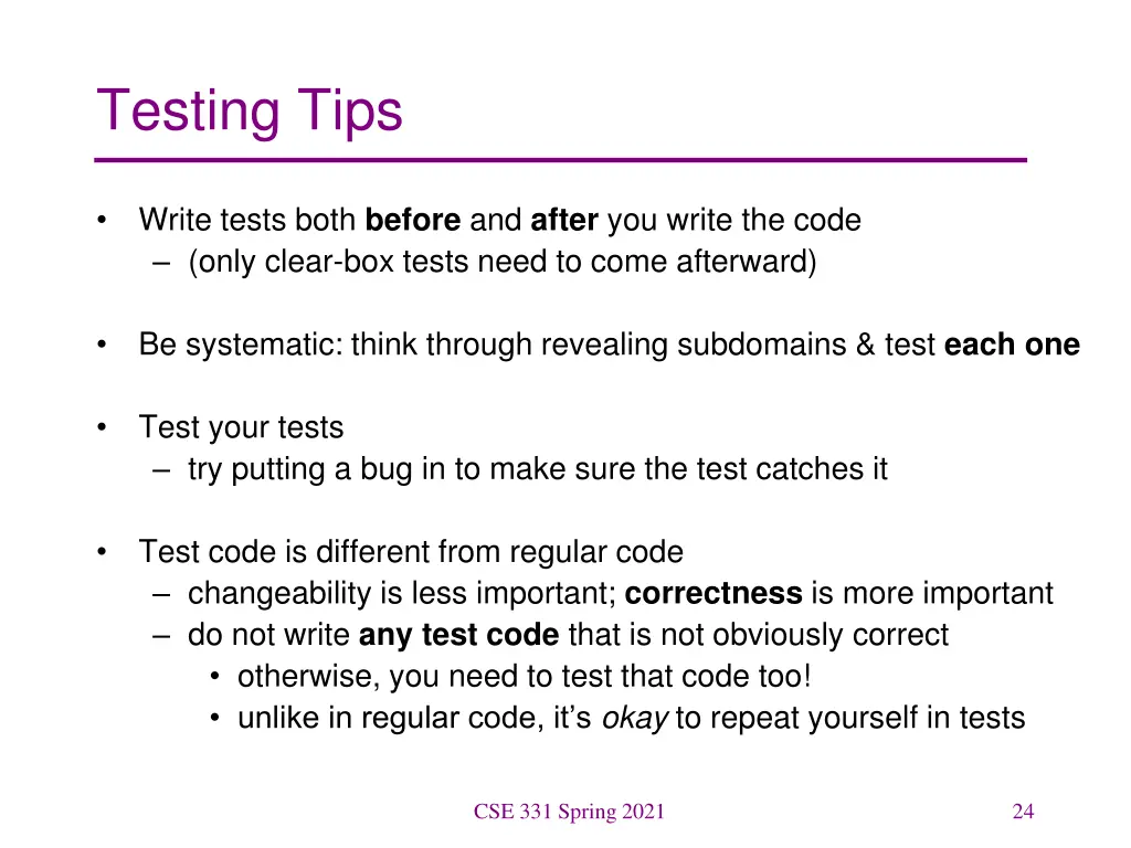 testing tips