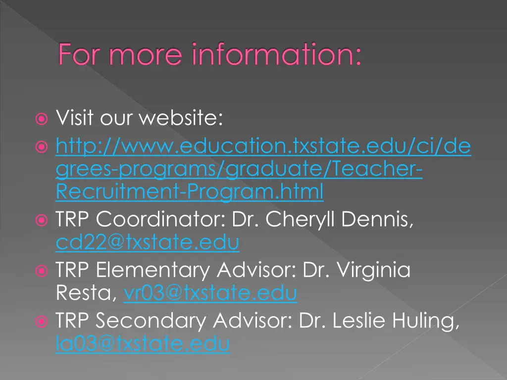 for more information