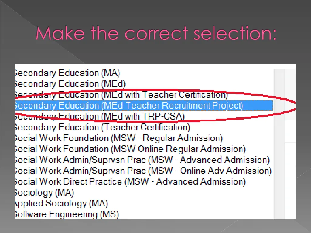 make the correct selection 1