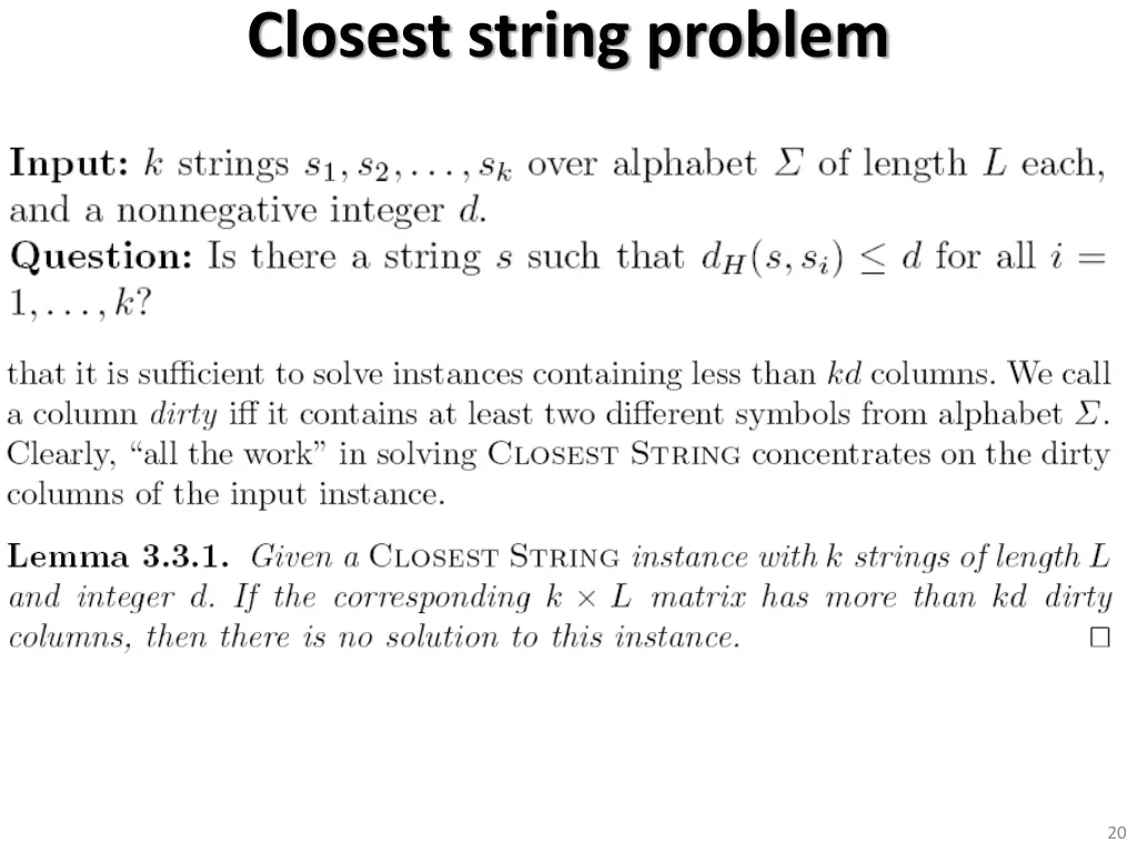 closest string problem