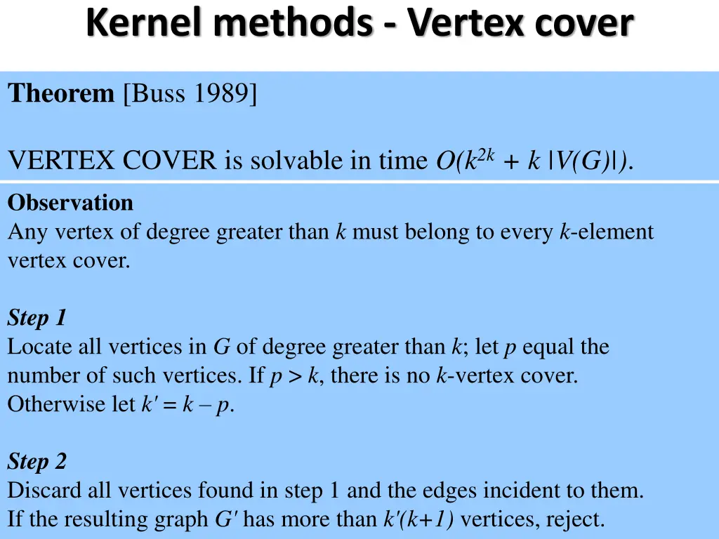 kernel methods vertex cover