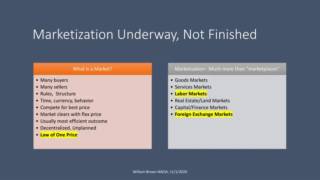 marketization underway not finished