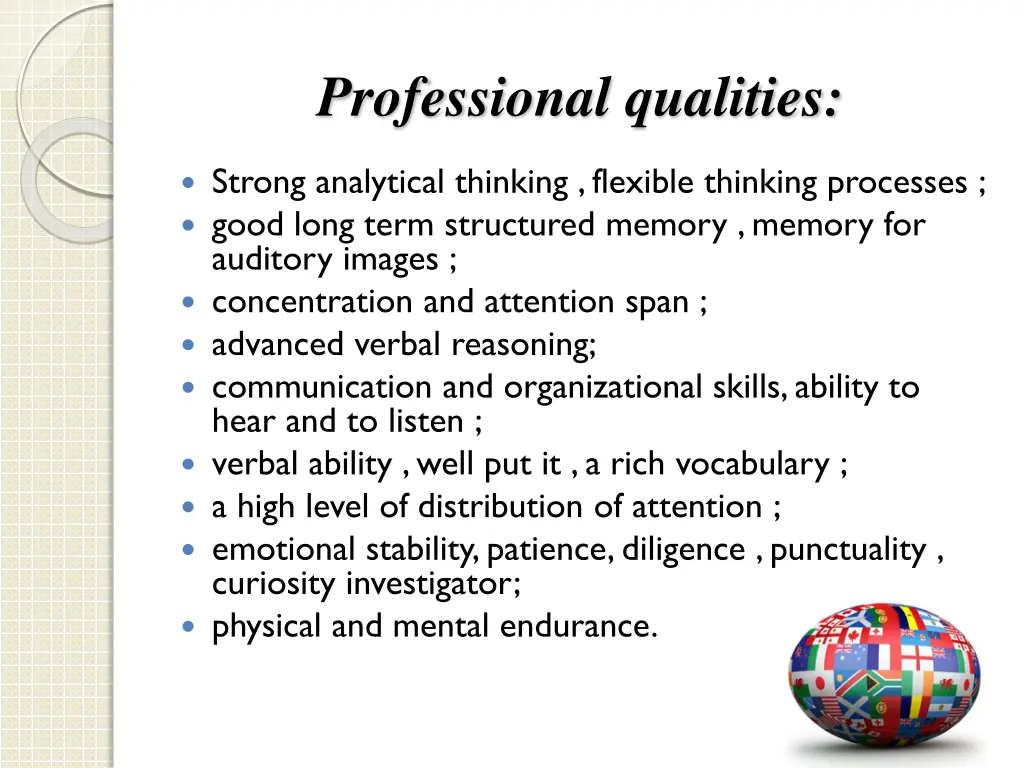 professional qualities