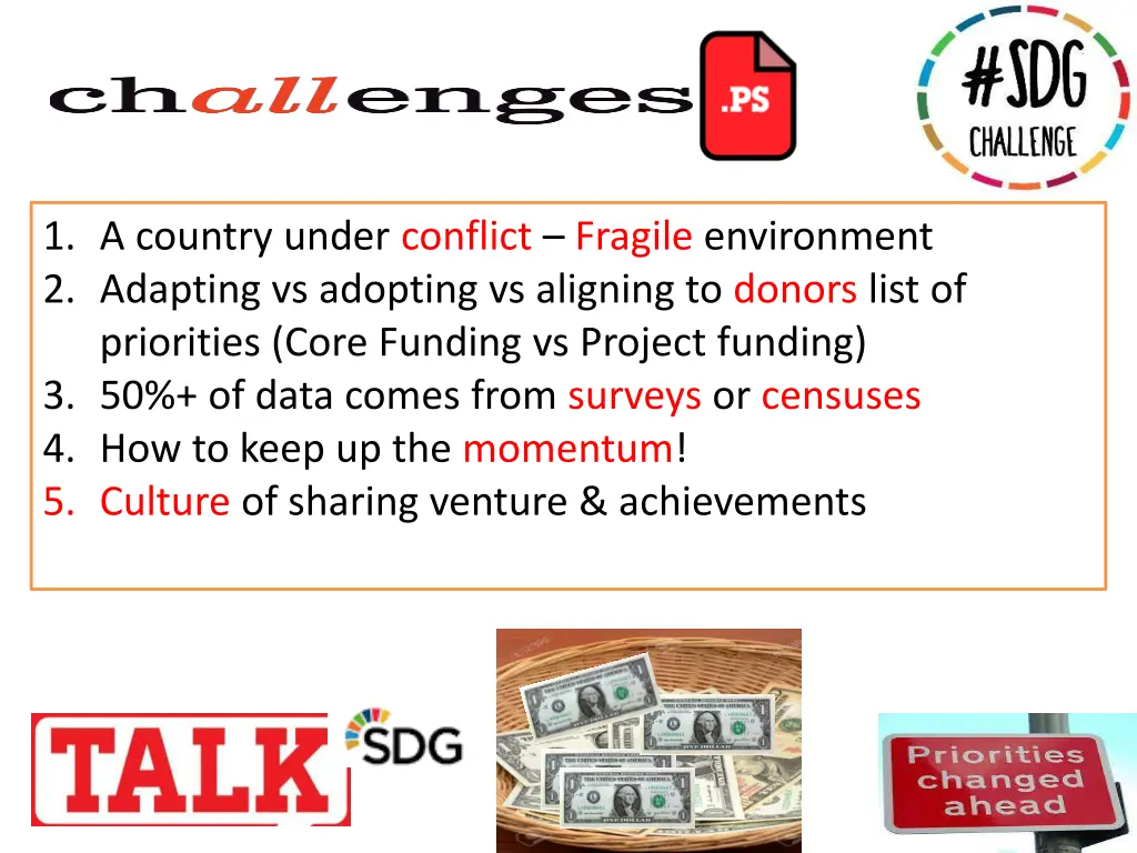 1 a country under conflict fragile environment