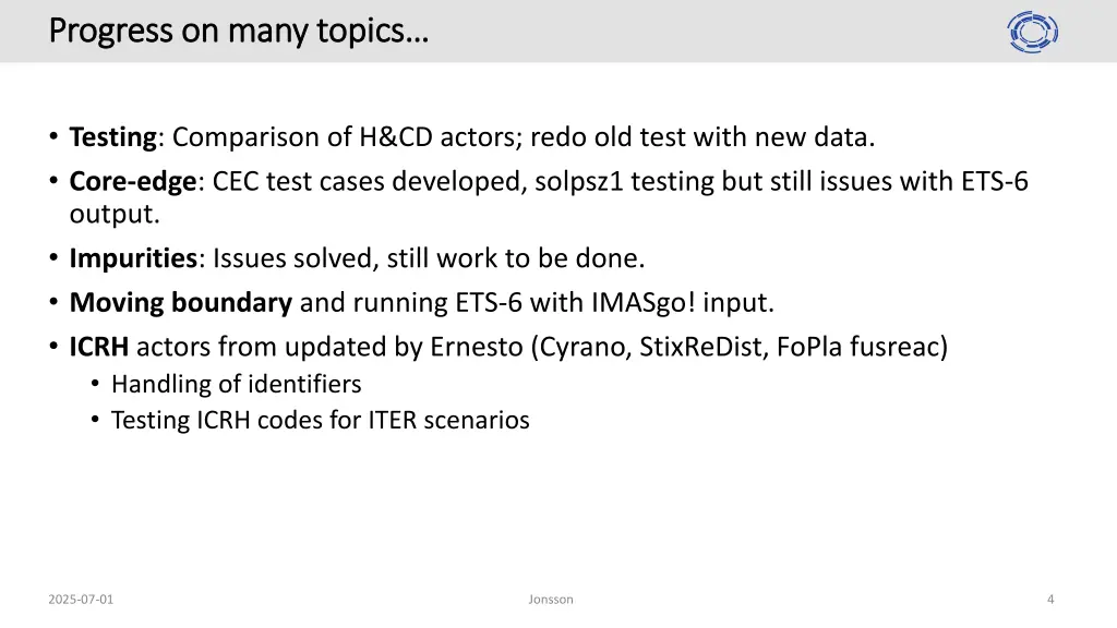 progress on many progress on many topics