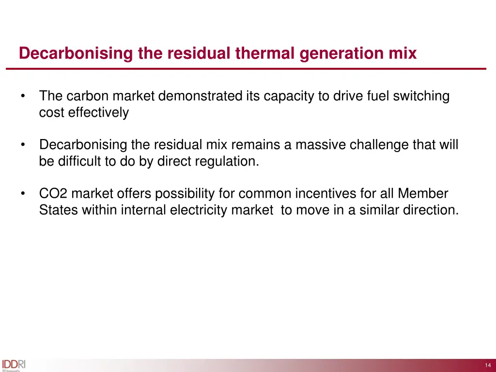 decarbonising the residual thermal generation mix