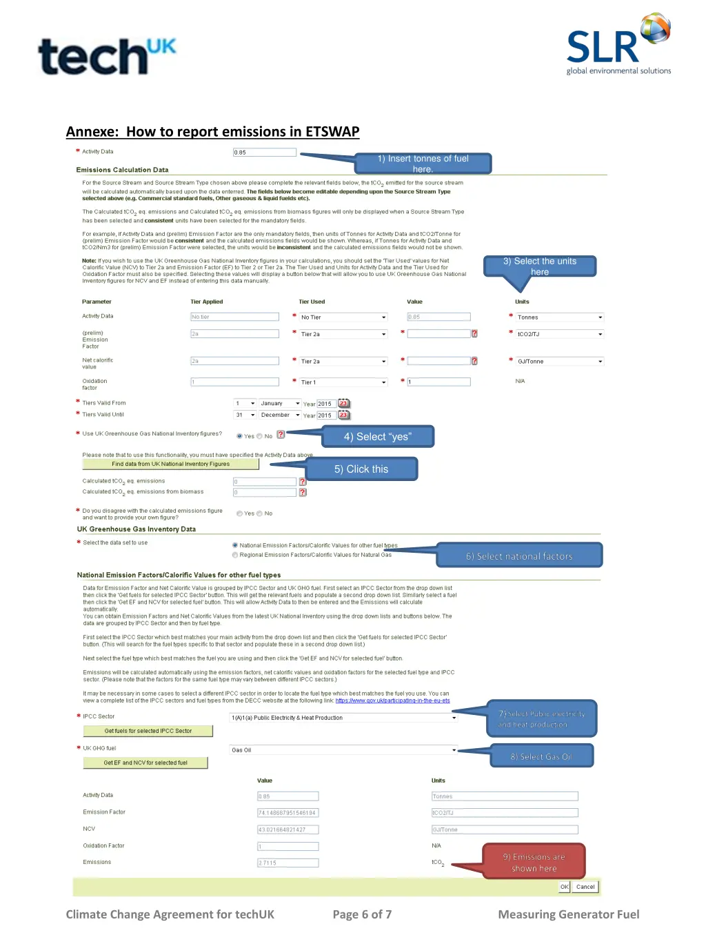 annexe how to report emissions in etswap