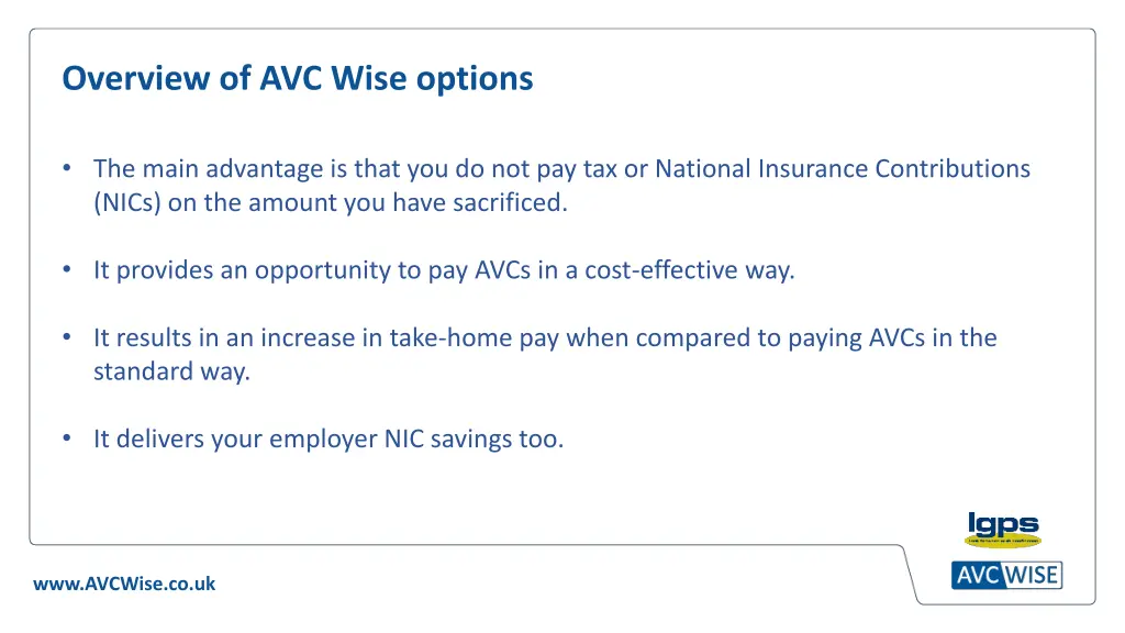 overview of avc wise options