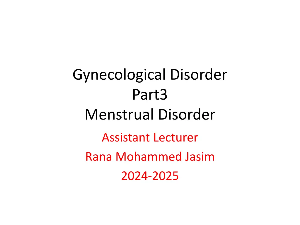 gynecological disorder part3 menstrual disorder