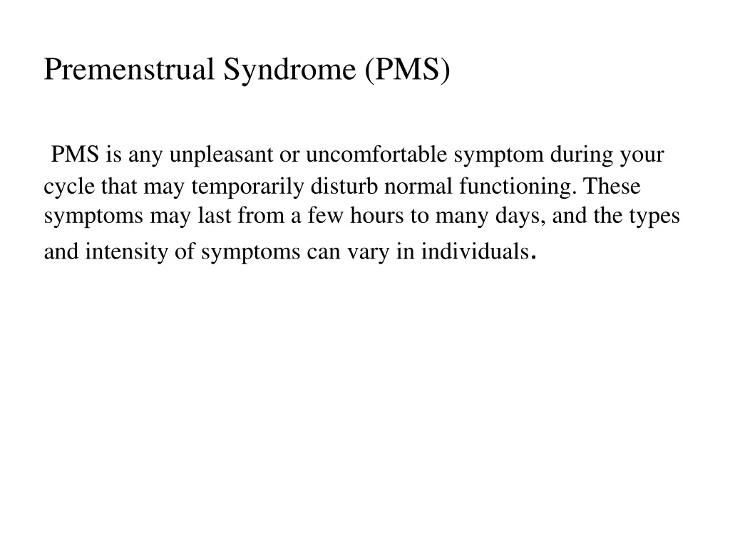premenstrual syndrome pms