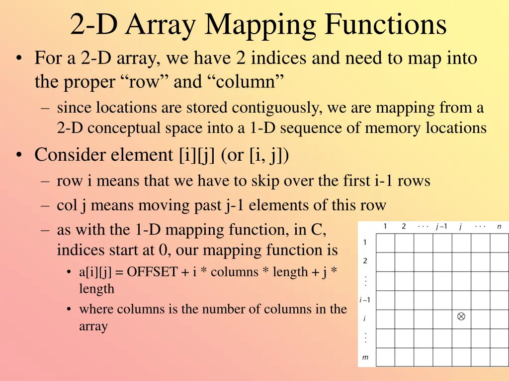 2 d array mapping functions for a 2 d array