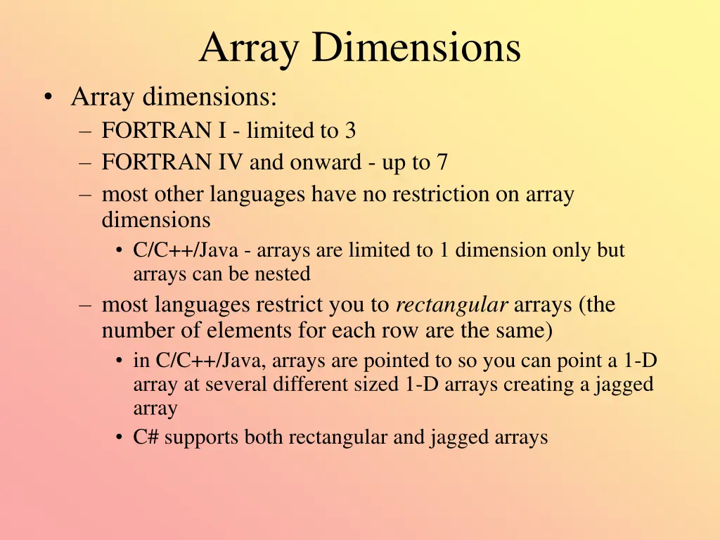array dimensions array dimensions fortran